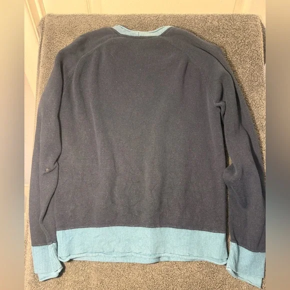 Armani Exchange Men's Dark and Light Blue Cotton Cashmere Blend Crewneck Sweater - Picture 5 of 7